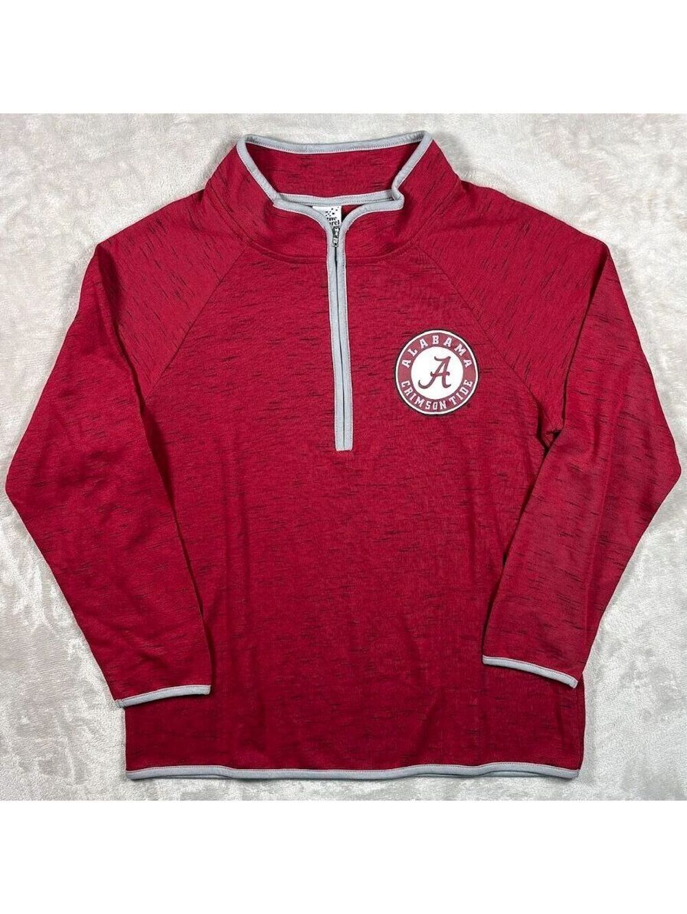Alabama Crimson Tide Quarter Zip Pullover XL Crimson Heather Gray Roll Tide